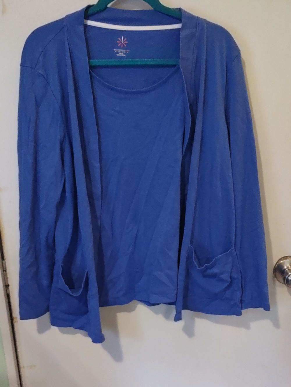 Isaac Mizrahi Royal Blue Open-Front Women's Cardigan With Shirt Made On.